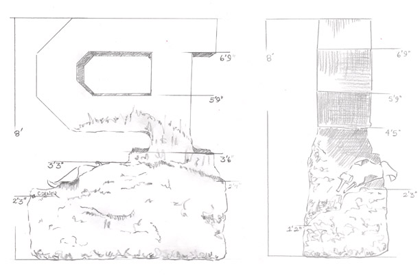 Artist sketches of the Unfinished Block P - Back and Right Side